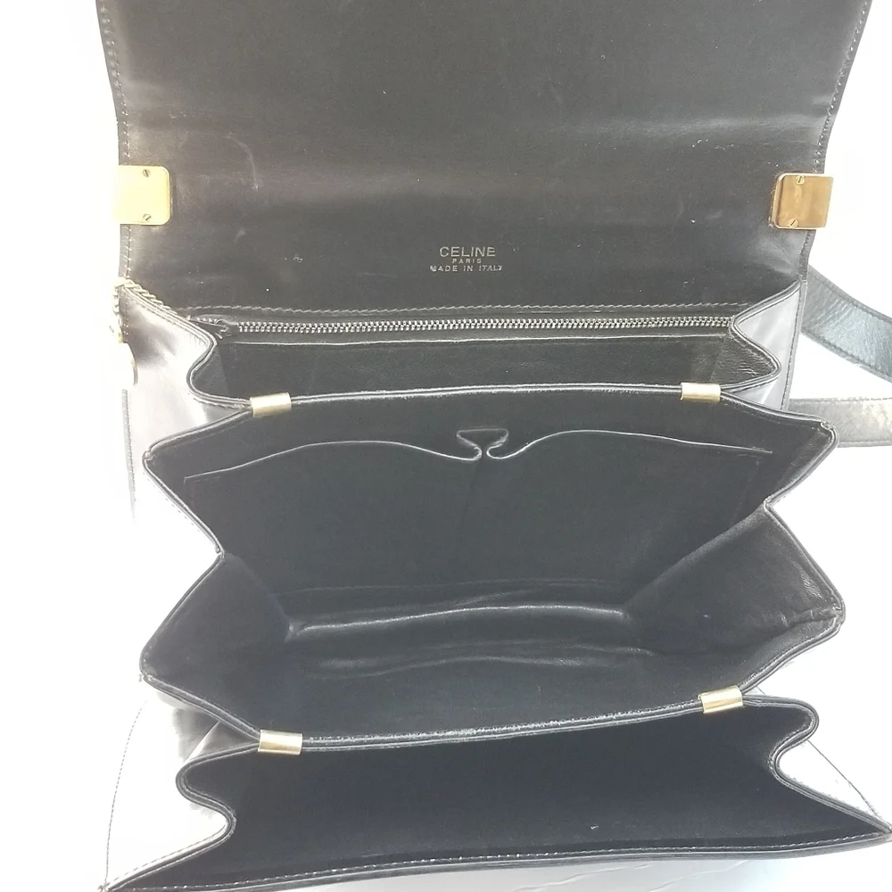 Vintage CÉLINE Paris Horse Carriage Caleche box calf shoulder crossbody bag - Picture 15 of 16